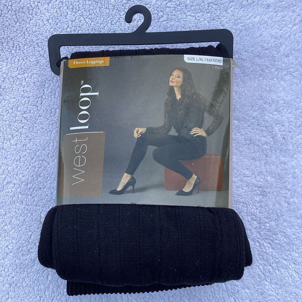 West Loop Fleece Lined Leggings  SIZE L/XL, Black Textured - NEW